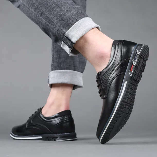 Men's Brown Leather Oxford Shoes with Non-Slip Rubber Sole - Stylish and Comfortable Dress Shoes for Formal and Casual Wear