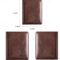 Men's Brown RFID Blocking Leather Bifold Wallet with ID Window and Multiple Card Slots, Slim Anti-Theft Wallet for Business, Travel and Everyday Use
