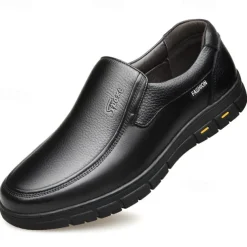 Men's Brown Slip-On Loafers with Textured Faux Leather Upper and Non-Slip Sole - Comfortable Casual Shoes for Work and Daily Wear