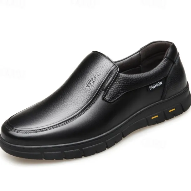 Men's Brown Slip-On Loafers with Textured Faux Leather Upper and Non-Slip Sole - Comfortable Casual Shoes for Work and Daily Wear