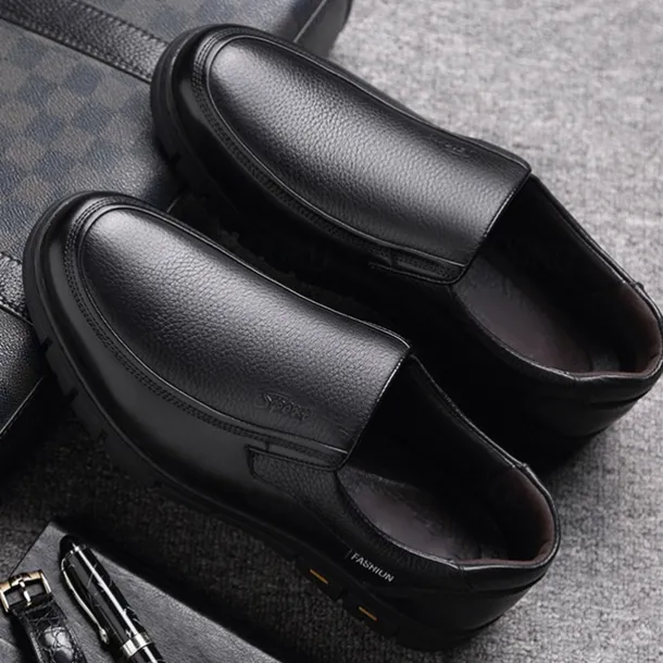 Men's Brown Slip-On Loafers with Textured Faux Leather Upper and Non-Slip Sole - Comfortable Casual Shoes for Work and Daily Wear