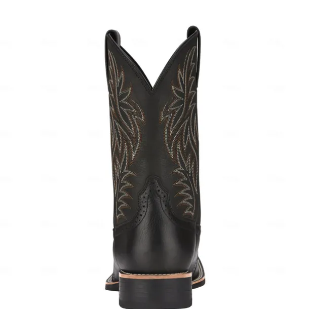 Men's Brown Western Cowboy Boots with Embroidered Shaft, Durable Faux Leather for Ranch and Casual Wear