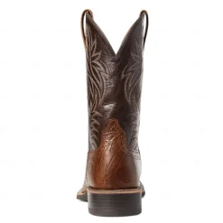 Men's Brown Western Cowboy Boots with Embroidered Shaft, Durable Faux Leather for Ranch and Casual Wear