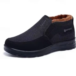Men's Brown Winter Slip-On Boots with Plush Lining – Warm and Comfortable Casual Footwear for Cold Weather