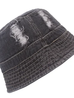 Men's Bucket Hat Sun Hat Black Deep Blue Denim Ripped Streetwear Stylish Casual Outdoor Daily Outdoor clothing Plain Sunscreen Lightweight Quick Dry