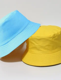 Men's Bucket Hat Sun Hat Fishing Hat Boonie hat Hiking Hat Orange / Blue Yellow / Blue Cotton Streetwear Stylish Casual Outdoor Daily Going out Plain UV Sun Protection Sunscreen Lightweight Quick Dry