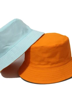 Men's Bucket Hat Sun Hat Fishing Hat Boonie hat Hiking Hat Orange / Blue Yellow / Blue Cotton Streetwear Stylish Casual Outdoor Daily Going out Plain UV Sun Protection Sunscreen Lightweight Quick Dry