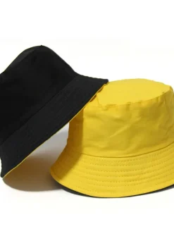 Men's Bucket Hat Sun Hat Fishing Hat Boonie hat Hiking Hat Orange / Blue Yellow / Blue Cotton Streetwear Stylish Casual Outdoor Daily Going out Plain UV Sun Protection Sunscreen Lightweight Quick Dry