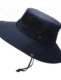 Men's Bucket Hat Sun Hat Wild Brim Hat Black Wine Polyester Patchwork Fashion Casual Outdoor Daily Fishing Color Block Sunscreen Breathable