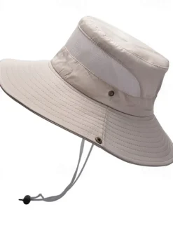 Men's Bucket Hat Sun Hat Wild Brim Hat Black Wine Polyester Patchwork Fashion Casual Outdoor Daily Fishing Color Block Sunscreen Breathable