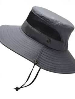 Men's Bucket Hat Sun Hat Wild Brim Hat Black Wine Polyester Patchwork Fashion Casual Outdoor Daily Fishing Color Block Sunscreen Breathable