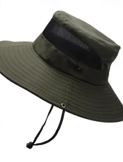Men's Bucket Hat Sun Hat Wild Brim Hat Black Wine Polyester Patchwork Fashion Casual Outdoor Daily Fishing Color Block Sunscreen Breathable