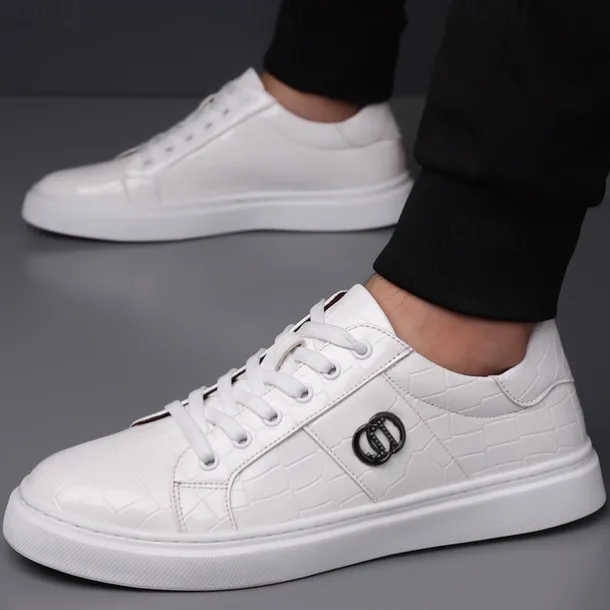 Men's Burgundy Crocodile Pattern Faux Leather Sneakers with Lace-Up Design – Stylish Casual Shoes for Everyday Wear