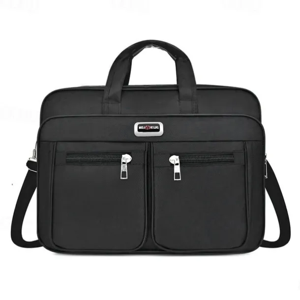 Men's Business Laptop Bag with Shoulder Strap, Water-Resistant Work Briefcase with Multiple Zipper Pockets for Office and Travel