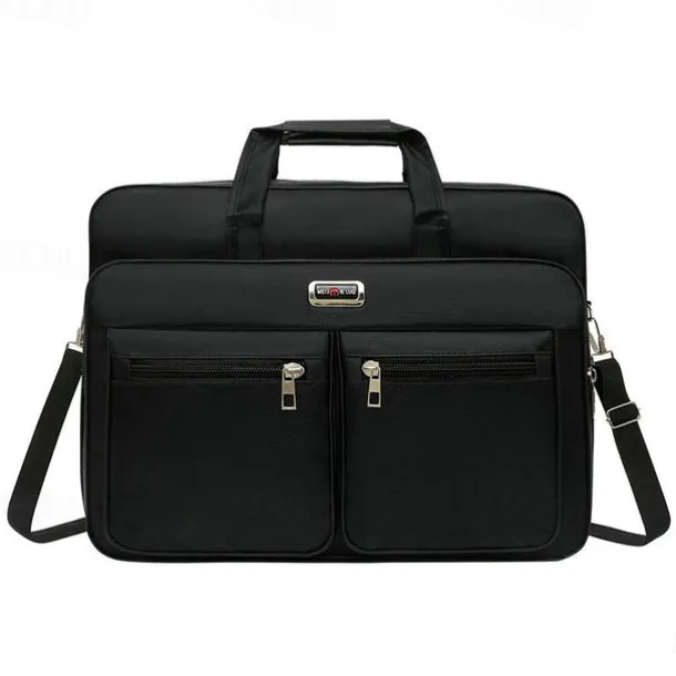 Men's Business Laptop Bag with Shoulder Strap, Water-Resistant Work Briefcase with Multiple Zipper Pockets for Office and Travel