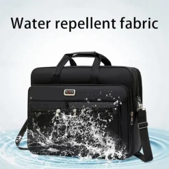 Men's Business Laptop Bag with Shoulder Strap, Water-Resistant Work Briefcase with Multiple Zipper Pockets for Office and Travel