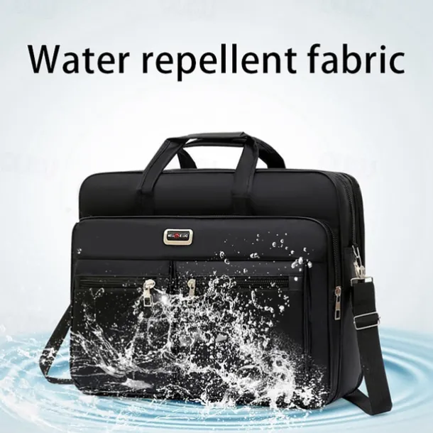 Men's Business Laptop Bag with Shoulder Strap, Water-Resistant Work Briefcase with Multiple Zipper Pockets for Office and Travel