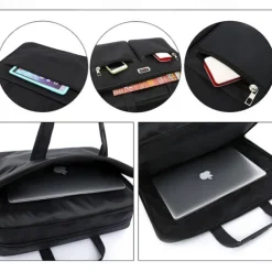 Men's Business Laptop Bag with Shoulder Strap, Water-Resistant Work Briefcase with Multiple Zipper Pockets for Office and Travel