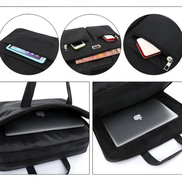 Men's Business Laptop Bag with Shoulder Strap, Water-Resistant Work Briefcase with Multiple Zipper Pockets for Office and Travel
