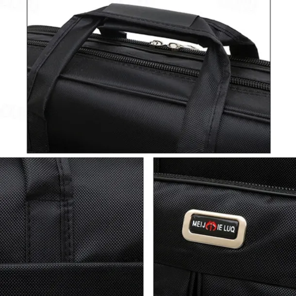 Men's Business Laptop Bag with Shoulder Strap, Water-Resistant Work Briefcase with Multiple Zipper Pockets for Office and Travel