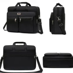 Men's Business Laptop Bag with Shoulder Strap, Water-Resistant Work Briefcase with Multiple Zipper Pockets for Office and Travel