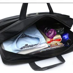Men's Business Laptop Bag with Shoulder Strap, Water-Resistant Work Briefcase with Multiple Zipper Pockets for Office and Travel