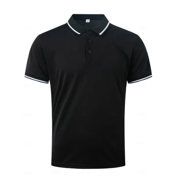 Men's Business Polo Golf Shirt Business Casual Ribbed Polo Collar Short Sleeve Solid Color Buttons Summer Spring & Fall Light Pink Dark Pink Black White Light Green Dark navy Business Polo