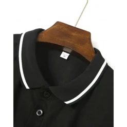 Men's Business Polo Golf Shirt Business Casual Ribbed Polo Collar Short Sleeve Solid Color Buttons Summer Spring & Fall Light Pink Dark Pink Black White Light Green Dark navy Business Polo