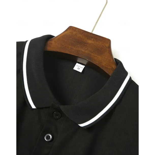 Men's Business Polo Golf Shirt Business Casual Ribbed Polo Collar Short Sleeve Solid Color Buttons Summer Spring & Fall Light Pink Dark Pink Black White Light Green Dark navy Business Polo