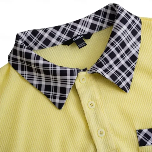 Men's Business Polo Golf Shirt Work Casual Lapel Classic Short Sleeve Basic Modern Color Block Patchwork Button Spring & Summer Regular Fit Light Yellow milk white khaki Gray Business Polo