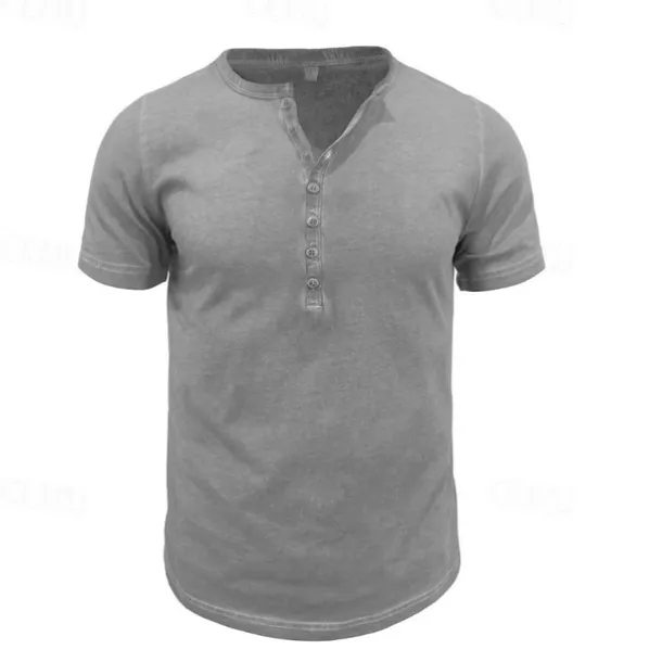 Men's Button T Shirt Henley Shirt Tee Tee Top Short Sleeve Henley Summer Classic Solid / Plain Color Fashion Designer Buckle Vacation Street Going out Blue Wine Dark Gray Top Tee for Men