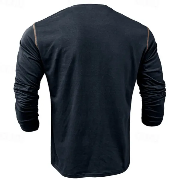 Men's Button T Shirt T Shirt Henley Shirt Tee Long Sleeve Henley Spring & Fall Color Block Fashion Designer Basic Patchwork Vacation Street Going out Black White Wine Top Tee for Men