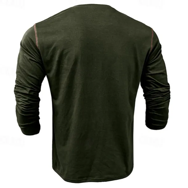 Men's Button T Shirt T Shirt Henley Shirt Tee Long Sleeve Henley Spring & Fall Color Block Fashion Designer Basic Patchwork Vacation Street Going out Black White Wine Top Tee for Men