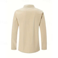 Men's Button T Shirt T Shirt Henley Shirt Tee Long Sleeve Henley Spring & Fall Plain Fashion Designer Basic Vacation Street Going out Black White Khaki Top Tee for Men