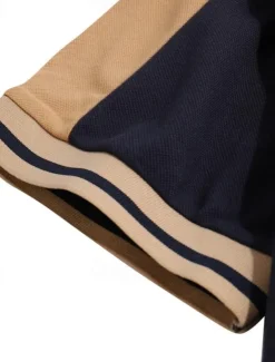 Men's Button Up Polos Cotton Polo Shirt Casual Holiday Lapel Short Sleeve Fashion Basic Color Block Patchwork Embroidered Summer Regular Fit Black Wine Navy Blue Green Grey Button Up Polos