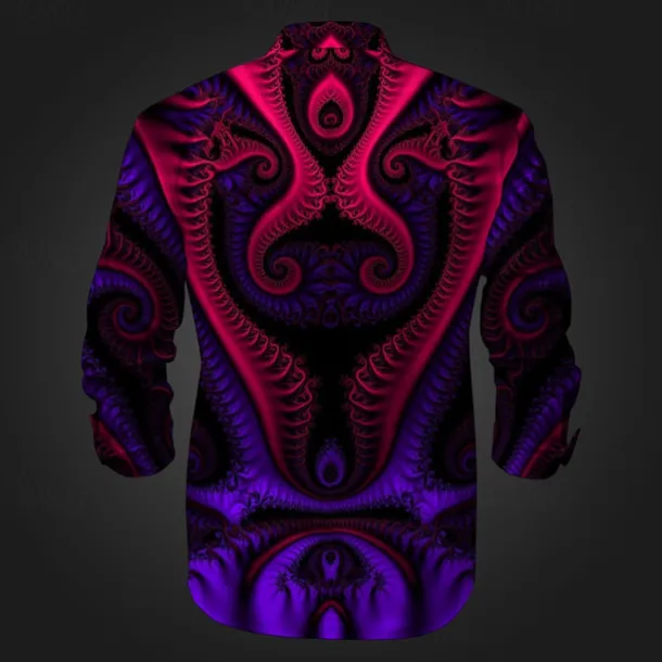 Men's Button Up Shirt Printed Shirts Long Sleeve Subcultural Vacation Party Street Spring & Summer Turndown Print Button-Down Black Red Blue Purple Fuchsia