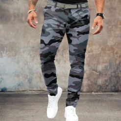 Men's Camo / Camouflage Dress Pants Mid Waist Vintage Formal Outdoor Street Zipper Pocket Summer Spring Fall 3D Print Navy Blue Army Green