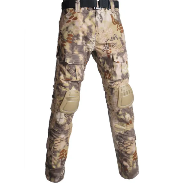 Men's Camouflage Hunting Pants Tactical Pants with Knee Pads Ripstop Windproof Breathable Multi-Pockets Winter Autumn Camo Cotton Bottoms for Hunting Military Training Jungle Python Desert Python CP
