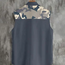 Men's Camouflage Shirt Western Shirt Cowboy Shirt Sleeveless Western Style Outdoor Work Causal Summer Spring Turndown Collared Shirts Light Khaki Blue Gray