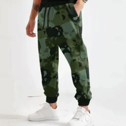Men's Camouflage Sweatpants Joggers Trousers Mid Waist Drawstring Elastic Waist Active Vintage Casual Outdoor Street Dailywear Pocket Spring Fall Winter 3D Print Green Gray