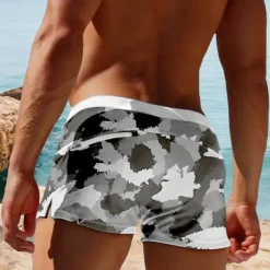 Men's Camouflage Swim Trunks Swim Shorts Board Shorts Mid Waist 3D Print Hawaiian Surfing Holiday Beach Drawstring with Mesh lining Elastic Waist Designer Clothing Apparel