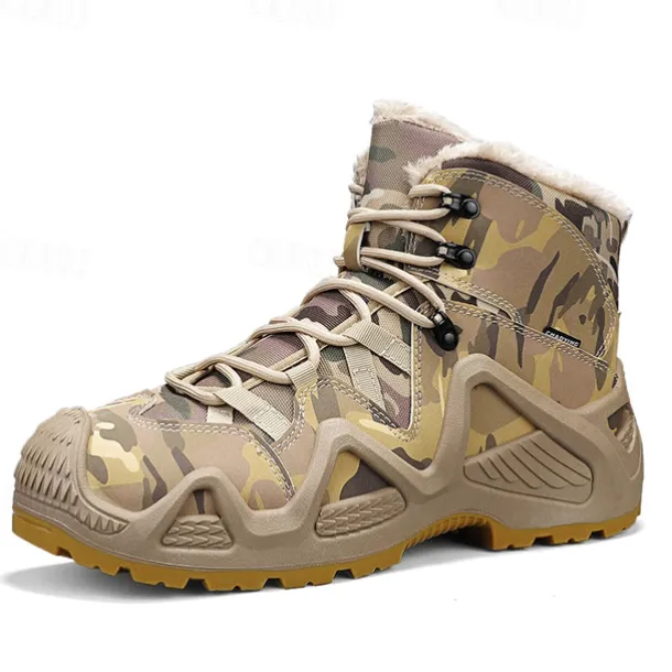 Men's Camouflage Winter Hiking Boots with Fur Lining – Waterproof Insulated Outdoor Snow Boots