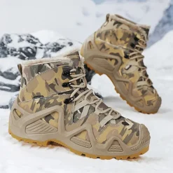 Men's Camouflage Winter Hiking Boots with Fur Lining – Waterproof Insulated Outdoor Snow Boots
