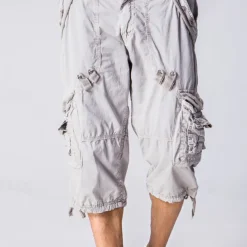 Men's Capri Cargo Shorts Cargo Shorts Capri Pants Shorts Summer Shorts Multi Pocket Flap Pocket Plain Comfort Wearable Knee Length Outdoor Sport Daily Fashion Casual Army Green Red