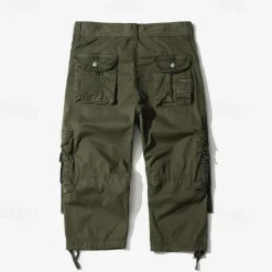 Men's Capri Cargo Shorts Cargo Shorts Shorts Capri Pants Hiking Shorts Leg Drawstring 6 Pocket Plain Comfort Outdoor Daily Going out Fashion Streetwear Black Army Green