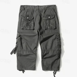 Men's Capri Cargo Shorts Cargo Shorts Shorts Capri Pants Hiking Shorts Leg Drawstring 6 Pocket Plain Comfort Outdoor Daily Going out Fashion Streetwear Black Army Green