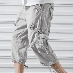 Men's Capri Cargo Shorts Cargo Shorts Shorts Capri Pants Hiking Shorts Leg Drawstring 6 Pocket Plain Comfort Outdoor Daily Going out Fashion Streetwear Black Army Green