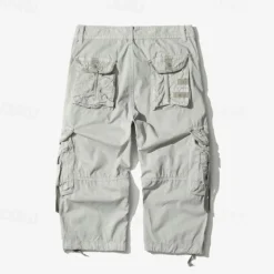 Men's Capri Cargo Shorts Cargo Shorts Shorts Capri Pants Hiking Shorts Leg Drawstring 6 Pocket Plain Comfort Outdoor Daily Going out Fashion Streetwear Black Army Green