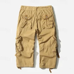 Men's Capri Cargo Shorts Cargo Shorts Shorts Capri Pants Hiking Shorts Leg Drawstring 6 Pocket Plain Comfort Outdoor Daily Going out Fashion Streetwear Black Army Green