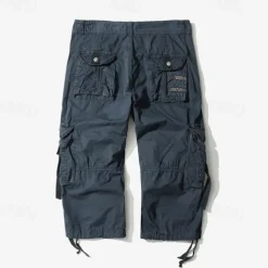 Men's Capri Cargo Shorts Cargo Shorts Shorts Capri Pants Hiking Shorts Leg Drawstring 6 Pocket Plain Comfort Outdoor Daily Going out Fashion Streetwear Black Army Green